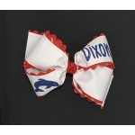 Dixon (White) / Red Ric-Rac Bow - 6 Inch